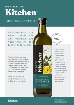 Pendleton Kitchen Extra Virgin Cooking Oil – 80% EV Canola Oil & 20% EVOO Blend (750 ml)